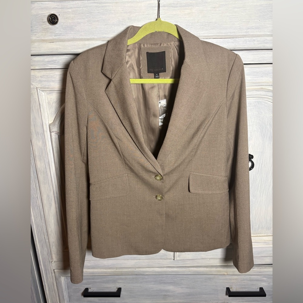 The Limited Taupe Tailored Double Button Power Blazer Office‎ Career Classic